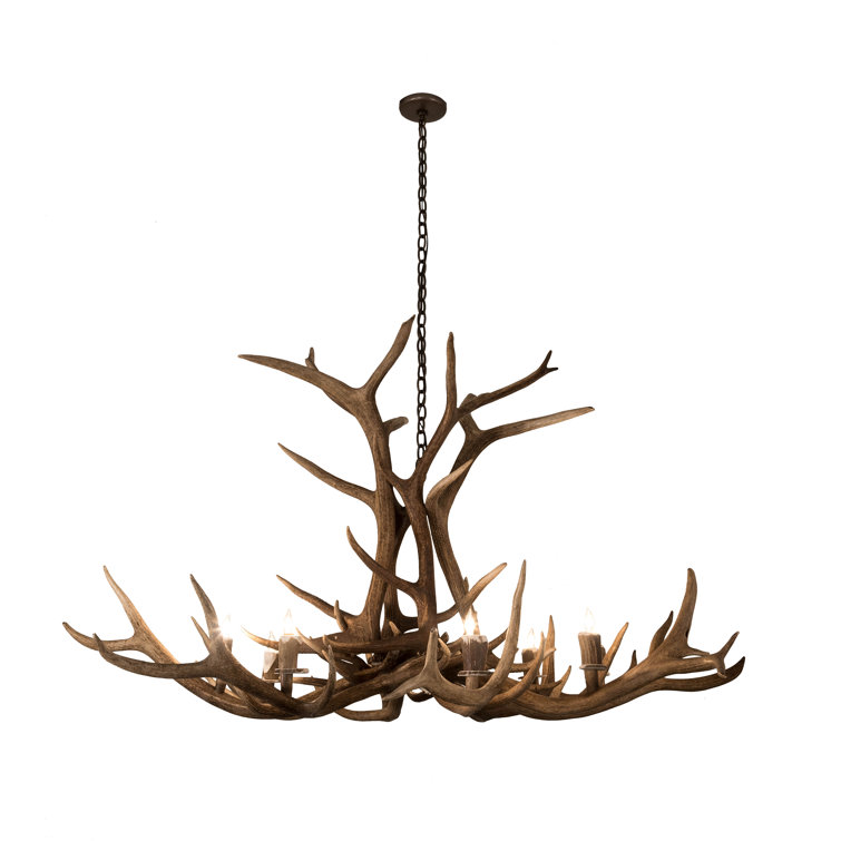 Rustic 8-Light Antler Chandelier with Antique Copper Finish