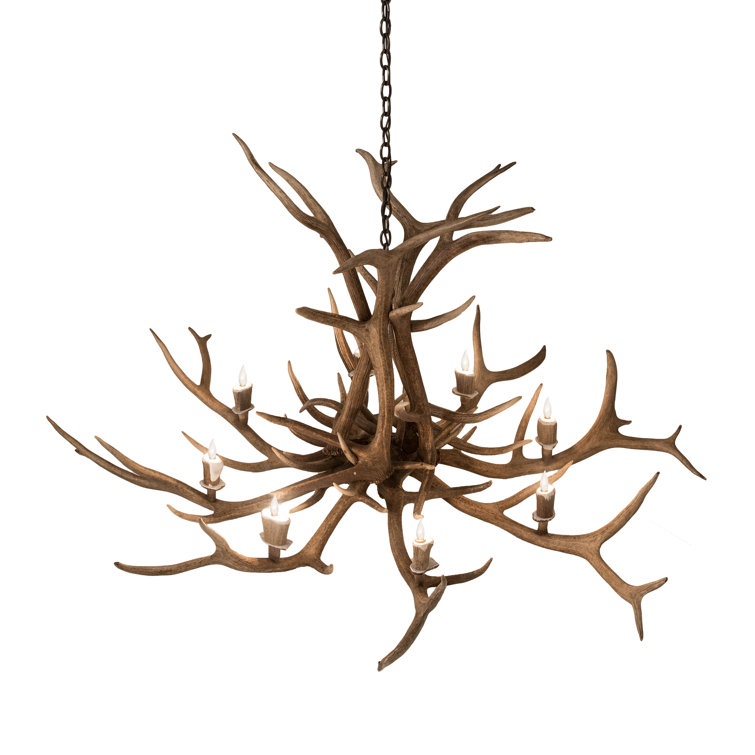 Rustic 8-Light Antler Chandelier with Antique Copper Finish
