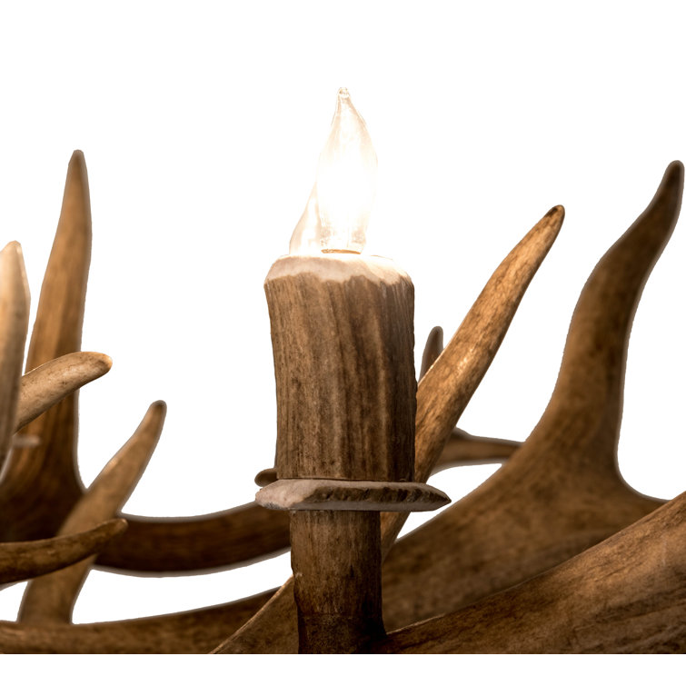 Rustic 8-Light Antler Chandelier with Antique Copper Finish