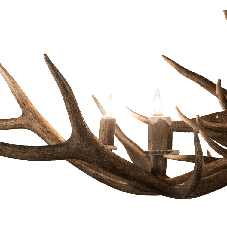 Rustic 8-Light Antler Chandelier with Antique Copper Finish
