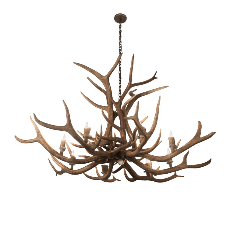 Rustic 8-Light Antler Chandelier with Antique Copper Finish