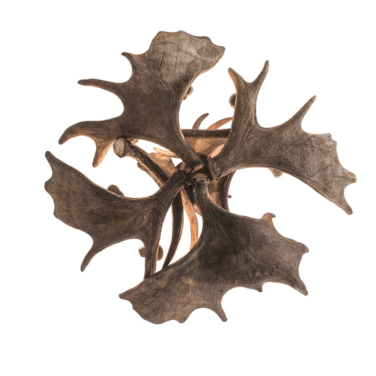 Antique Copper Finish Moose Antler 10-Light Chandelier