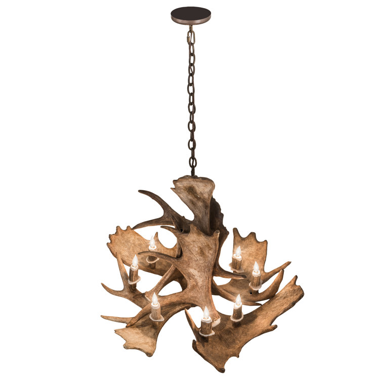 Antique Copper Finish Moose Antler 10-Light Chandelier