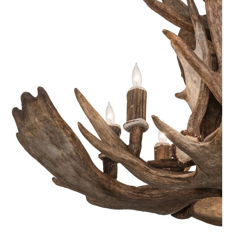 Antique Copper Finish Moose Antler 10-Light Chandelier