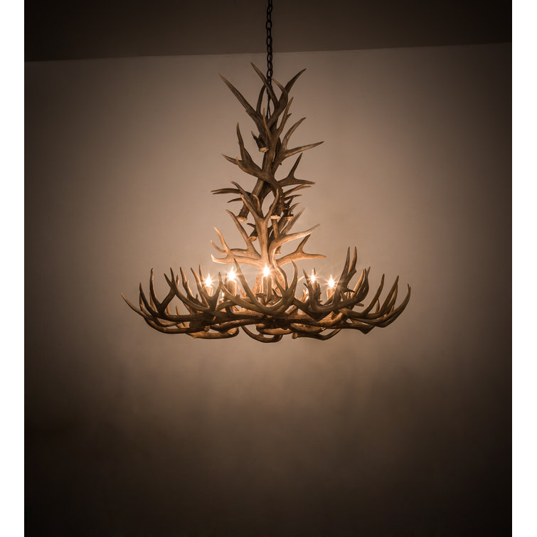 Antique Copper 8-Light Handcrafted Antler Chandelier