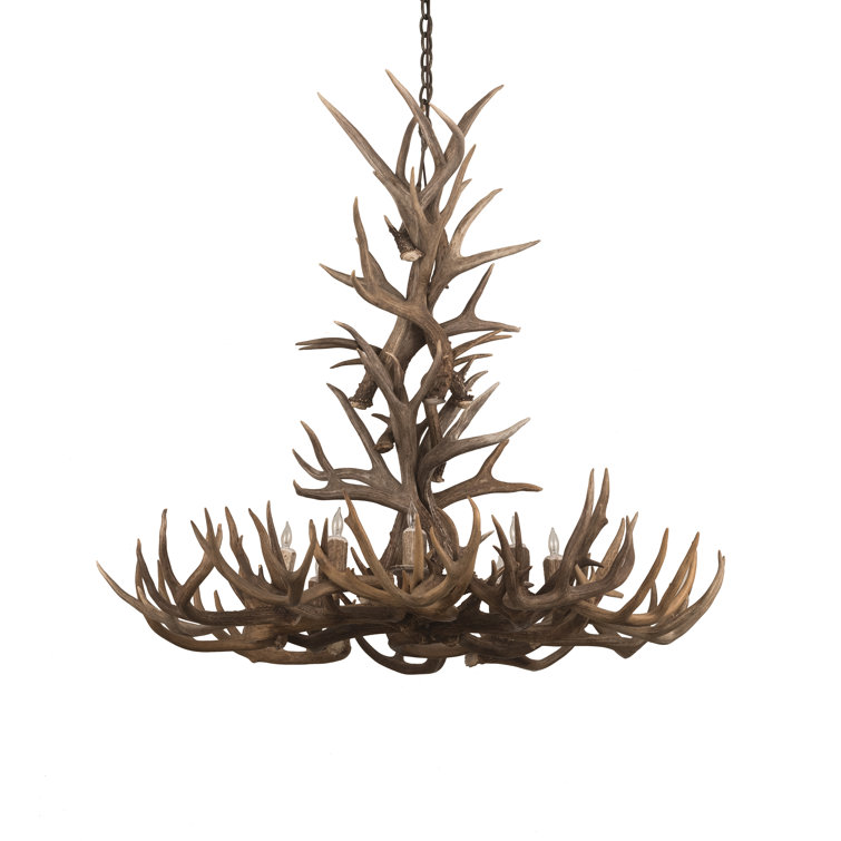 Antique Copper 8-Light Handcrafted Antler Chandelier