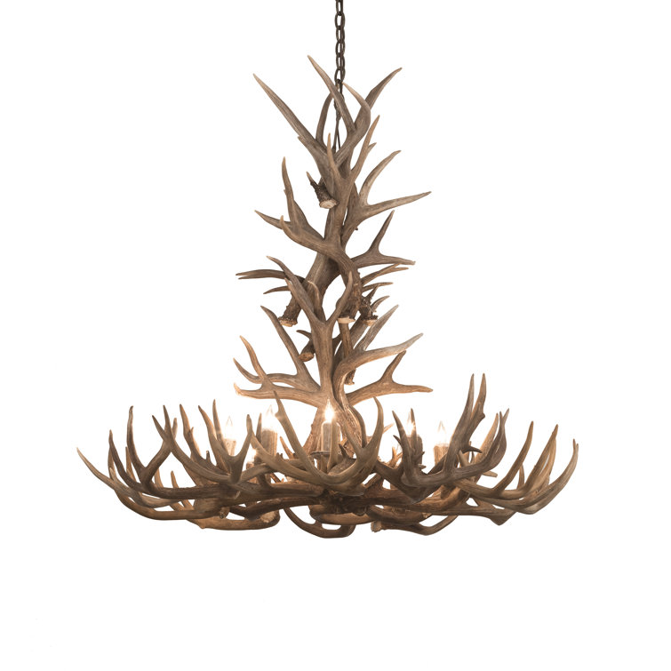 Antique Copper 8-Light Handcrafted Antler Chandelier