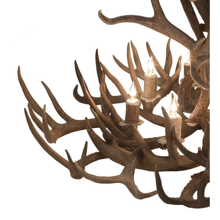 Antique Copper 8-Light Handcrafted Antler Chandelier