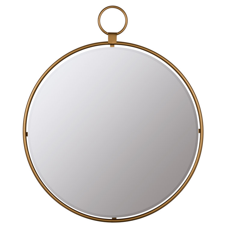 Elegant Traditional Bronze Gold Round Beveled Vanity Mirror