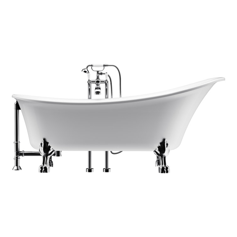 Fairhaven 69'' White Acrylic Clawfoot Freestanding Bathtub
