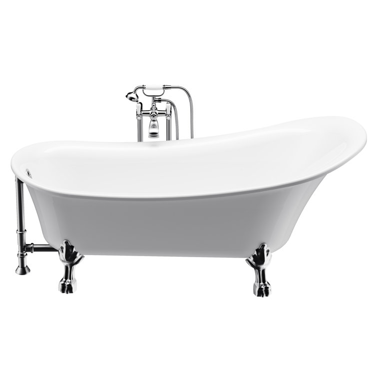 Fairhaven 69'' White Acrylic Clawfoot Freestanding Bathtub