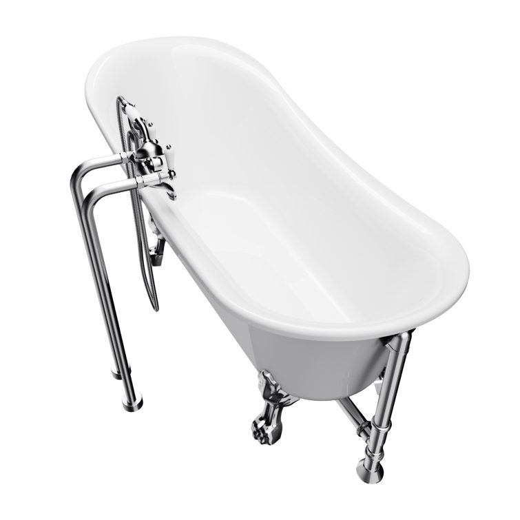 Fairhaven 69'' White Acrylic Clawfoot Freestanding Bathtub
