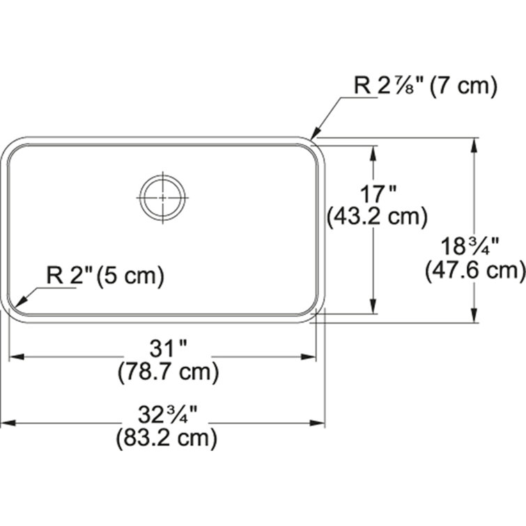 Grande 32.75" Stainless Steel Undermount Single Bowl Kitchen Sink