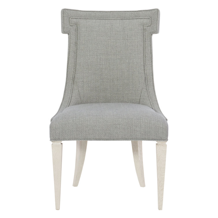 Dove White Leather and Oak Transitional Side Chair