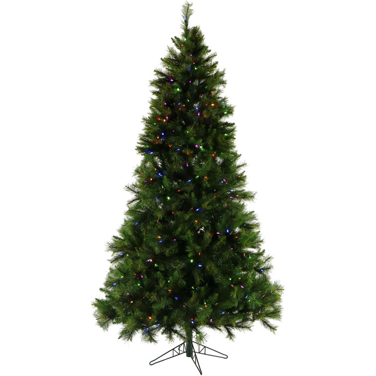 6.5' Green Pine Artificial Christmas Tree with Multi-Color LED Lights