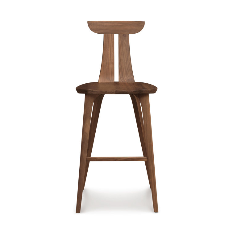 Estelle Sleek Natural Walnut Solid Wood Bar Stool with Footrest