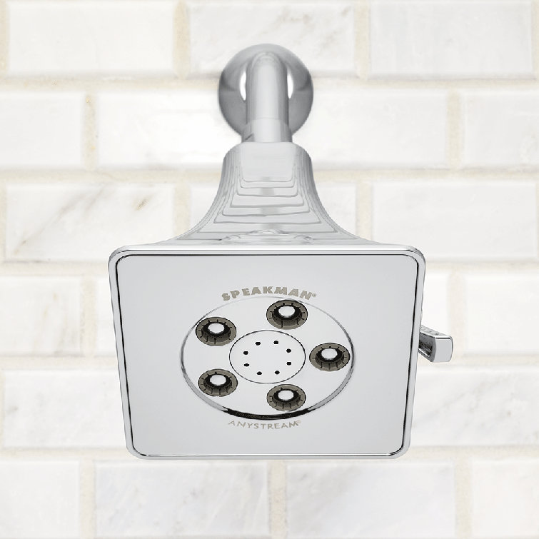 Polished Chrome Adjustable Square Wall Mounted Shower Head