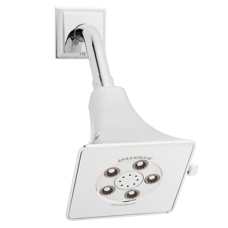 Polished Chrome Adjustable Square Wall Mounted Shower Head