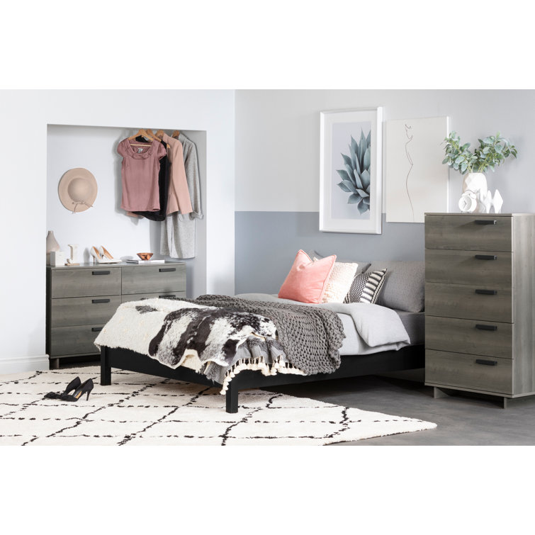 Gray Maple Vertical 5-Drawer Dresser with Soft Close