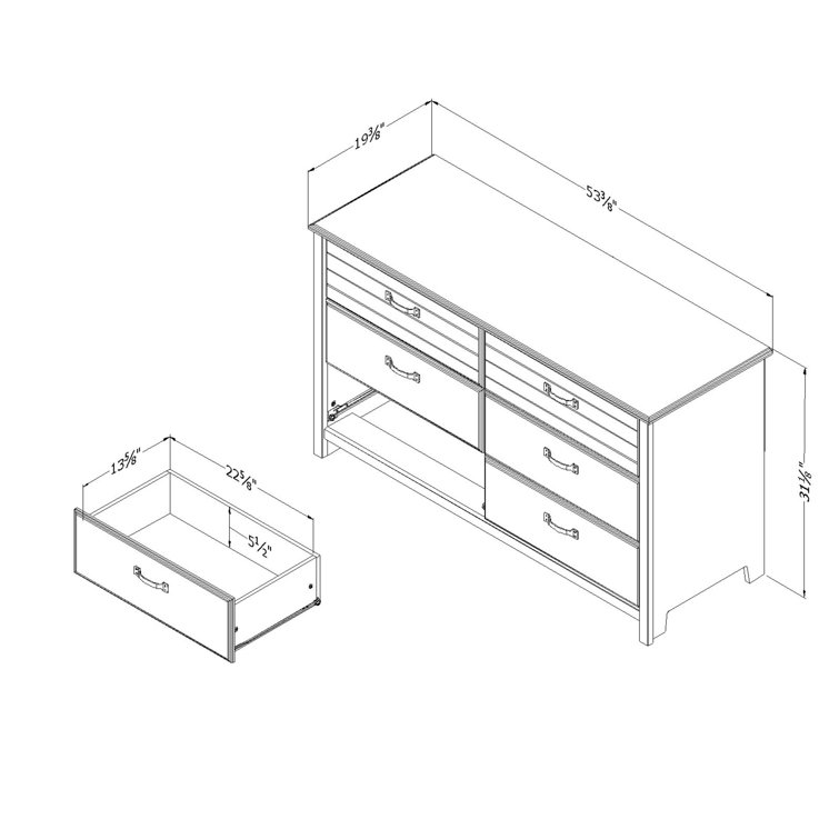 Fall Oak Double Dresser with 6 Extra Deep Drawers