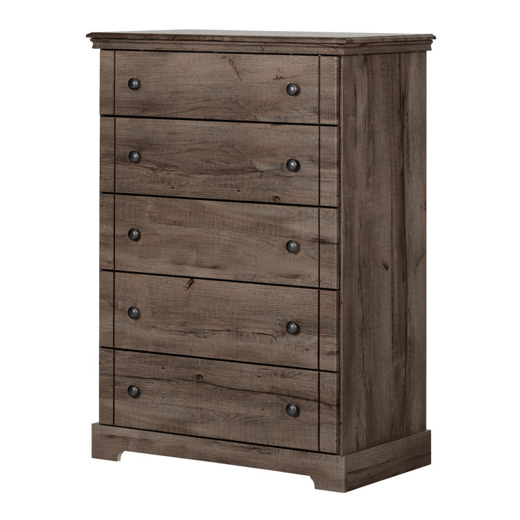 Fall Oak 5-Drawer Vertical Dresser with Metal Knobs