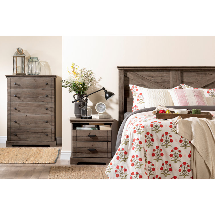 Fall Oak 5-Drawer Vertical Dresser with Metal Knobs