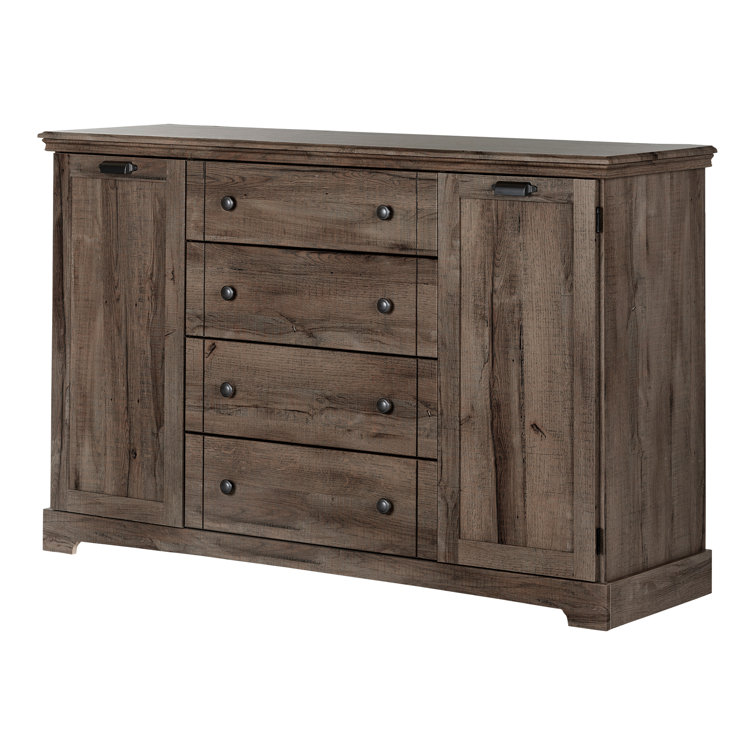 Cottage Charm Fall Oak Vertical Dresser with Deep Drawers and Shelves