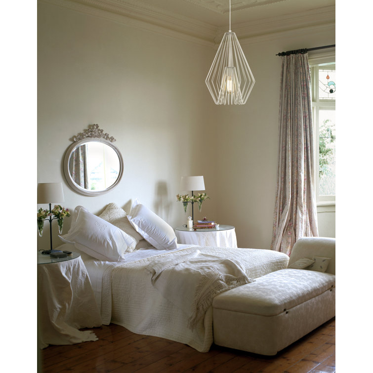 White Geometric Metal Single Light Pendant