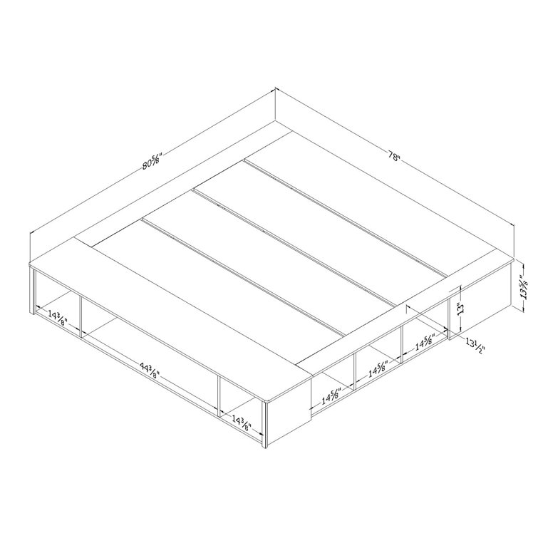 King Black Oak Platform Bed with Storage Baskets