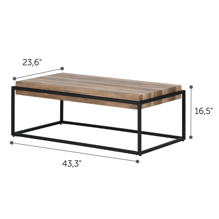 Mezzy Industrial Rectangular Coffee Table in Concrete Gray and Black
