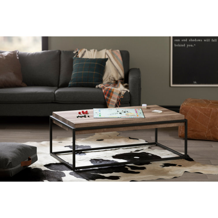 Mezzy Industrial Rectangular Coffee Table in Concrete Gray and Black