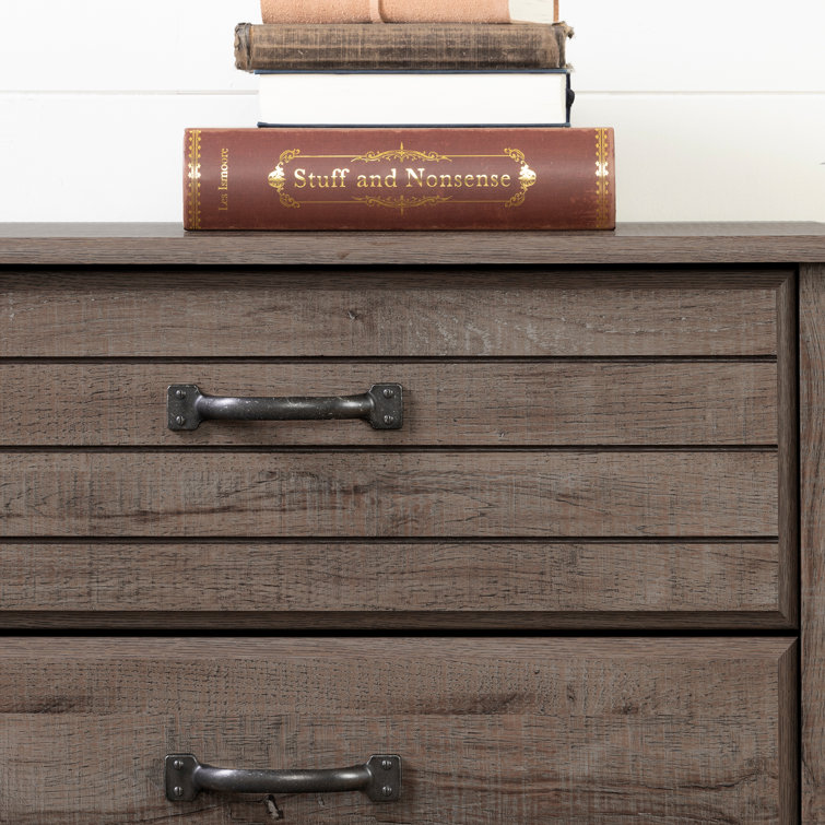 Fall Oak Horizontal Dresser with Extra Deep Drawers and Antique Silver Hardware