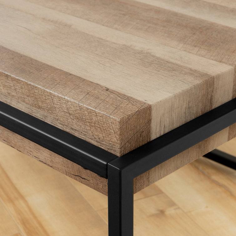 Mezzy Industrial Rectangular Coffee Table in Concrete Gray and Black