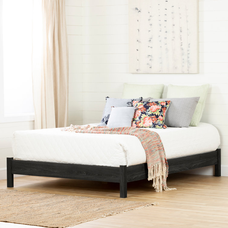 Queen Gray Oak Low Profile Platform Bed Frame