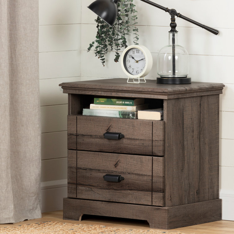 Avilla Fall Oak 2-Drawer Modern Nightstand with Open Space