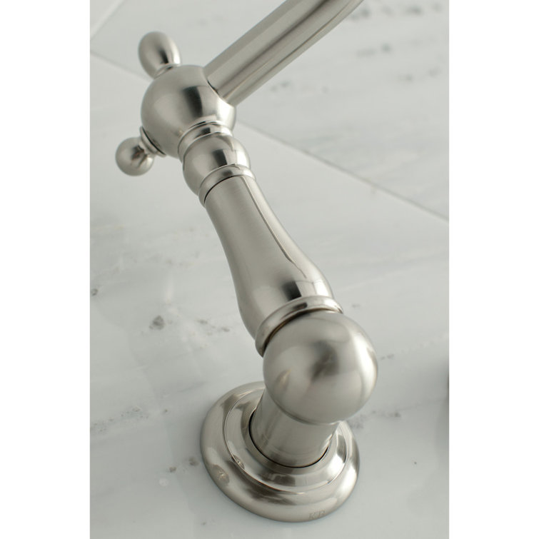 Heritage Brushed Nickel Wall Mount Tub Faucet with Cross Handles