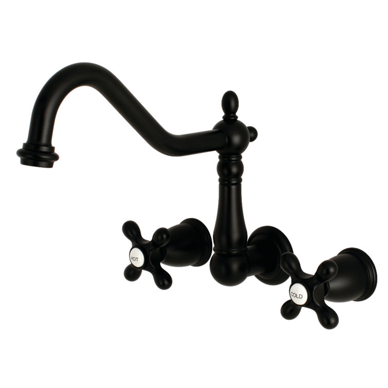 Elegant Heritage Matte Black Nickel Wall-Mounted Roman Tub Faucet