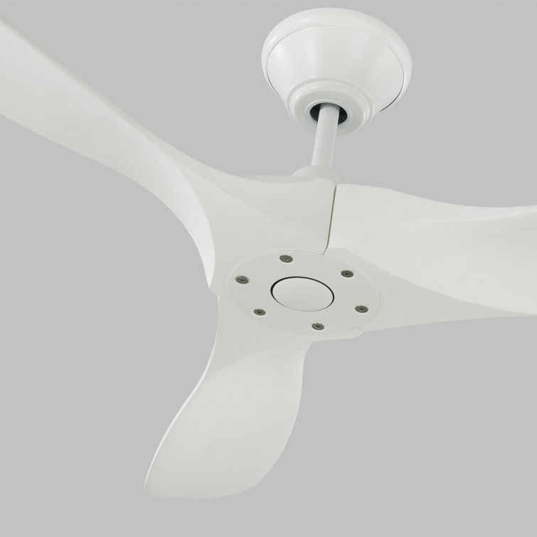 Matte White 52" Solid Wood 3-Blade Ceiling Fan with Remote