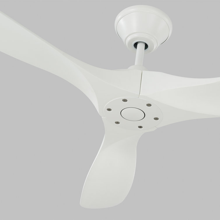 Matte White 52" Solid Wood 3-Blade Ceiling Fan with Remote