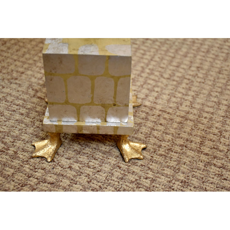 Pompadour Gold and Silver Leaf Table Lamp with Cream Parchment Shade