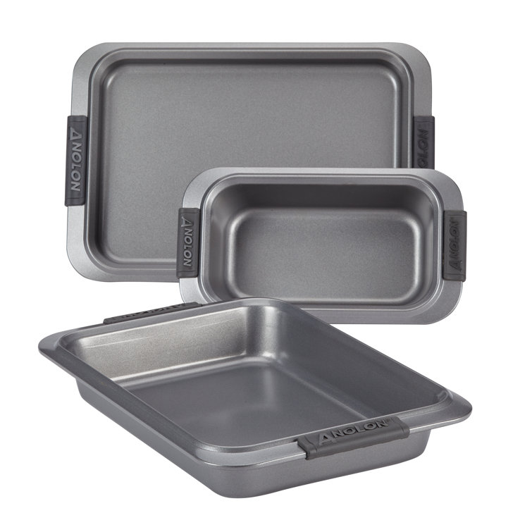 Gray Nonstick Steel Bakeware Set with Silicone Grips, 5-Piece