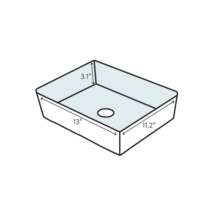 Quattro Modern Ceramic Wall-Mount Rectangular Sink 13"x11.2"