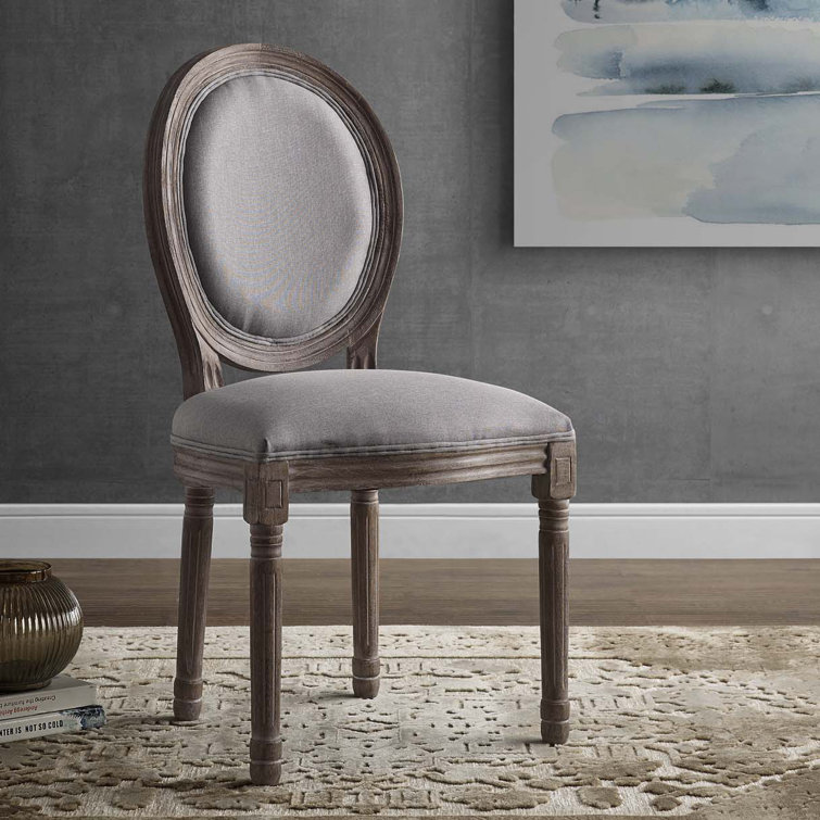 Emanate Fluted Wood Frame Light Gray Upholstered Side Chair