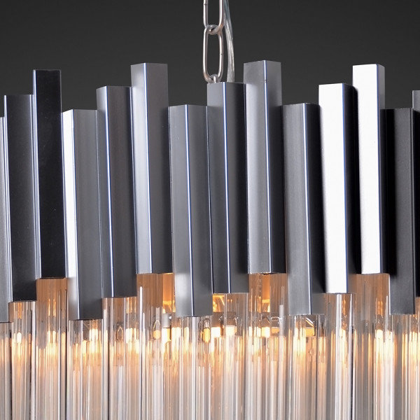 Matte Silver and Clear Crystal 4-Light Chandelier