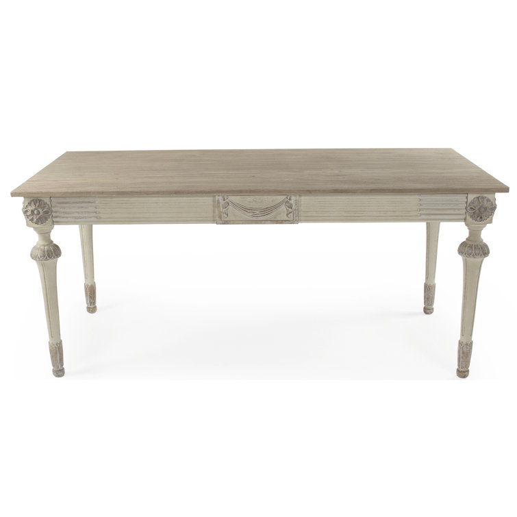 Bastian Rectangular Distressed Off-White Wood Dining Table
