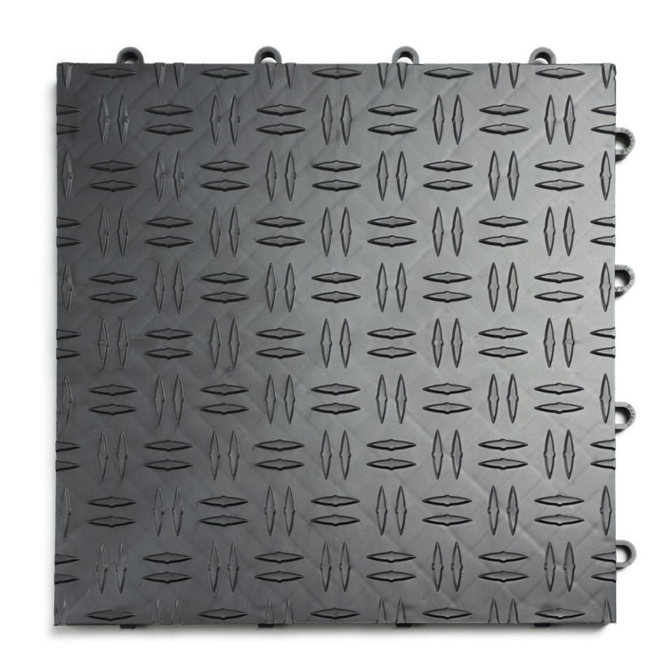 Graphite Heavy-Duty Polypropylene Diamond Tread Garage Flooring Tiles