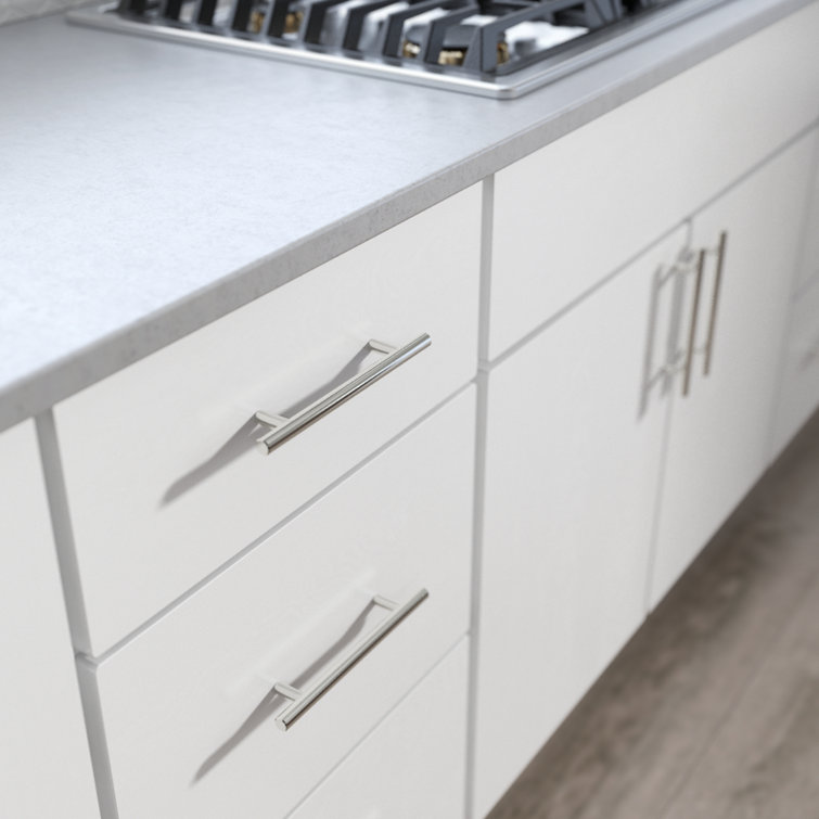 Modern Polished Chrome Steel Bar Pull with Mounting Hardware
