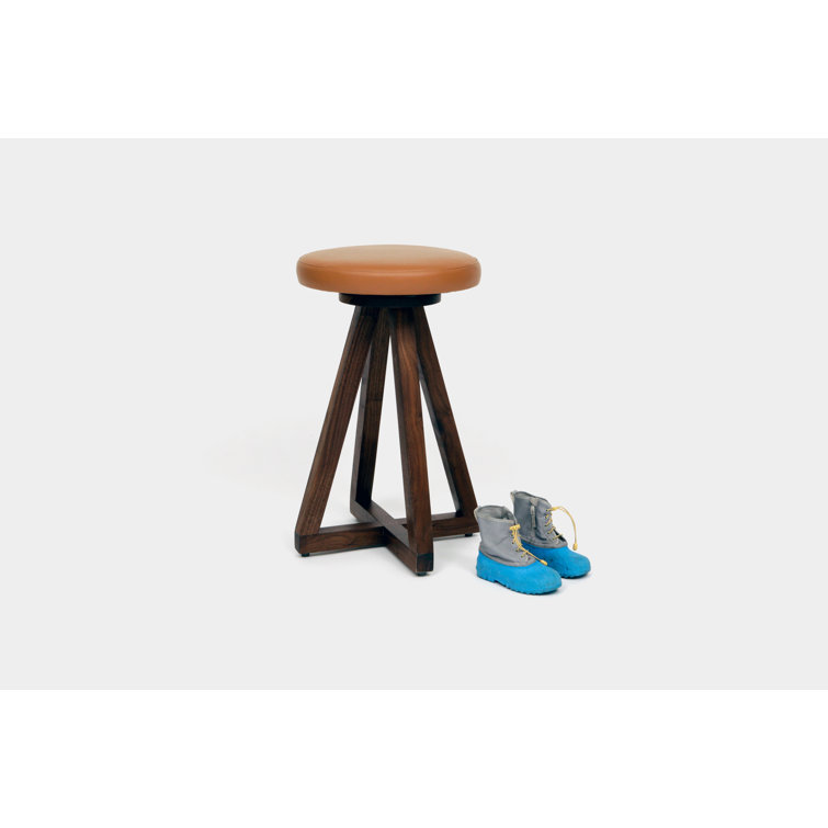 Earthen Walnut 360° Swivel Saddle-Style Leather Stool