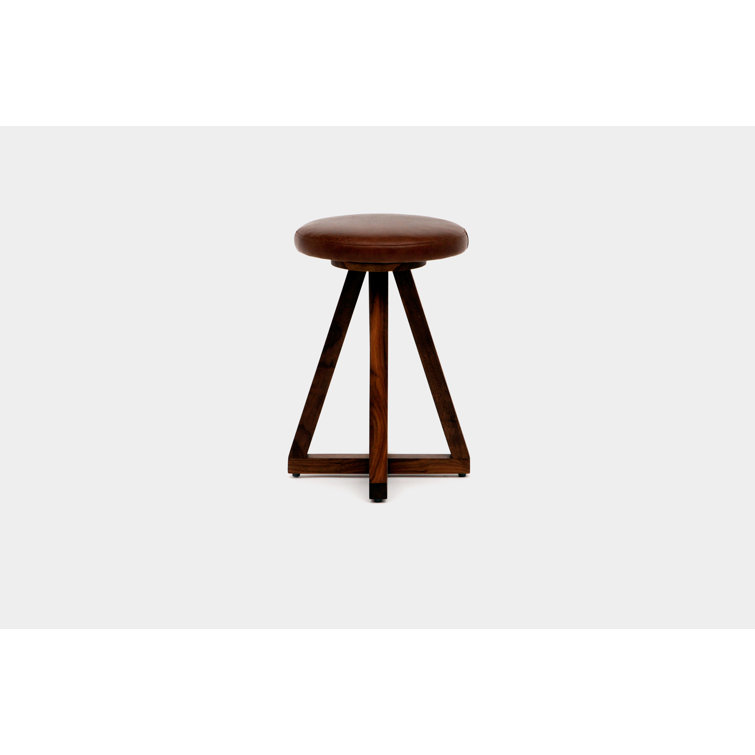 Blackbean Leather Swivel Saddle Stool in Walnut