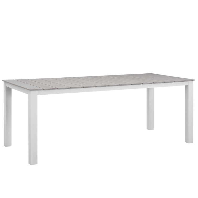 Maine 80" White and Light Gray Polywood Outdoor Dining Table
